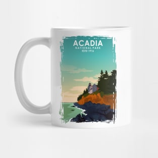 Acadia National Park Vintage Minimal Retro Travel Poster Mug